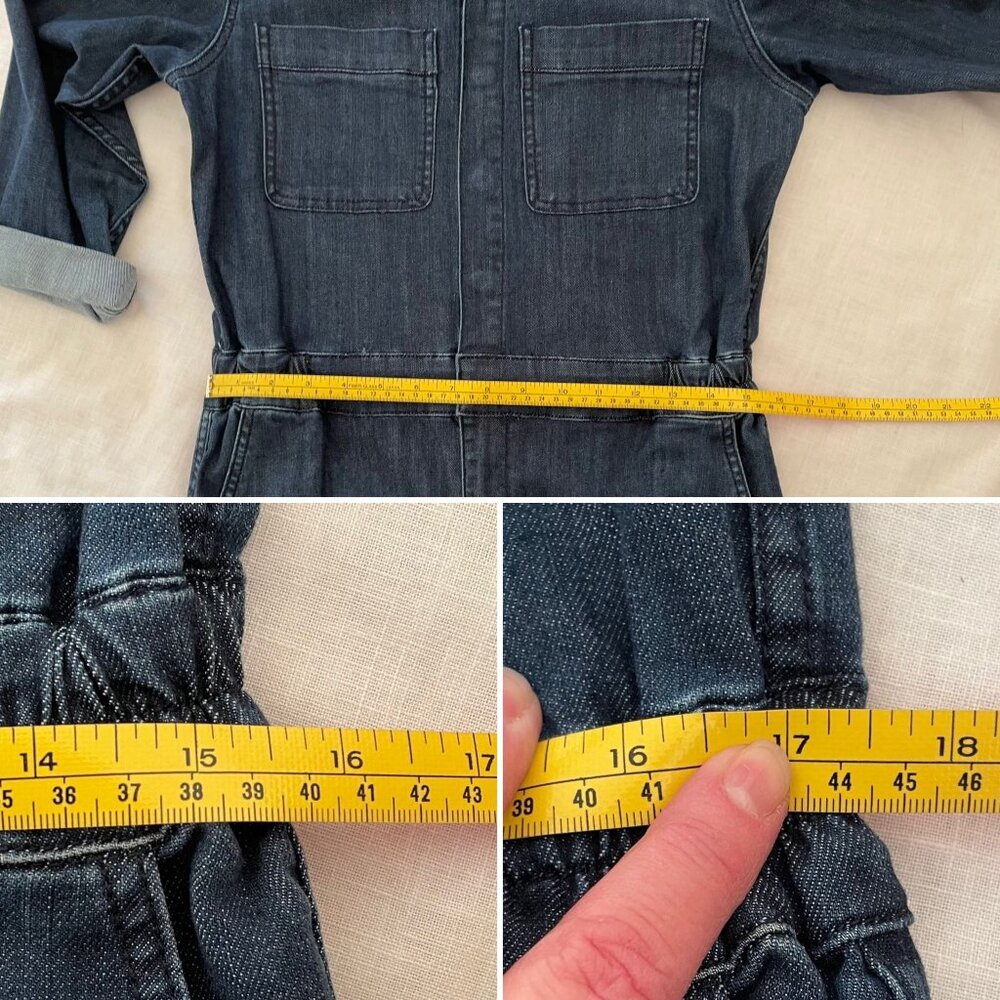 Cynthia Rowley Womens Denim Jumpsuit Size Small Dark Wash Western Denim on Denim - Picture 10 of 11